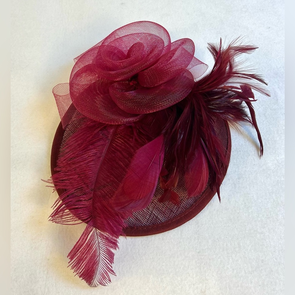Saferin Women’s Burgundy Feathered Spectator Hat